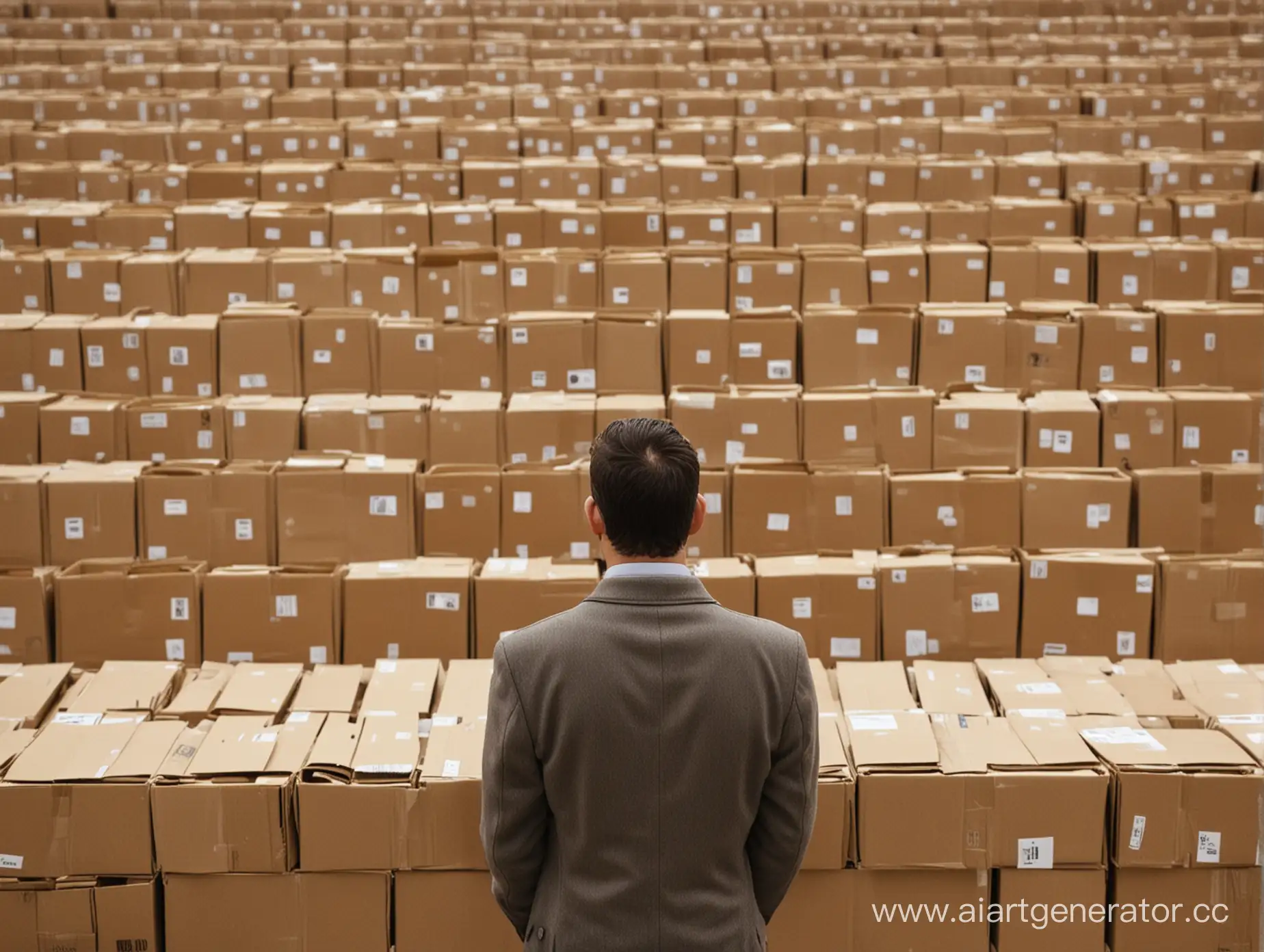 Man-Standing-Before-a-Wall-of-Boxes