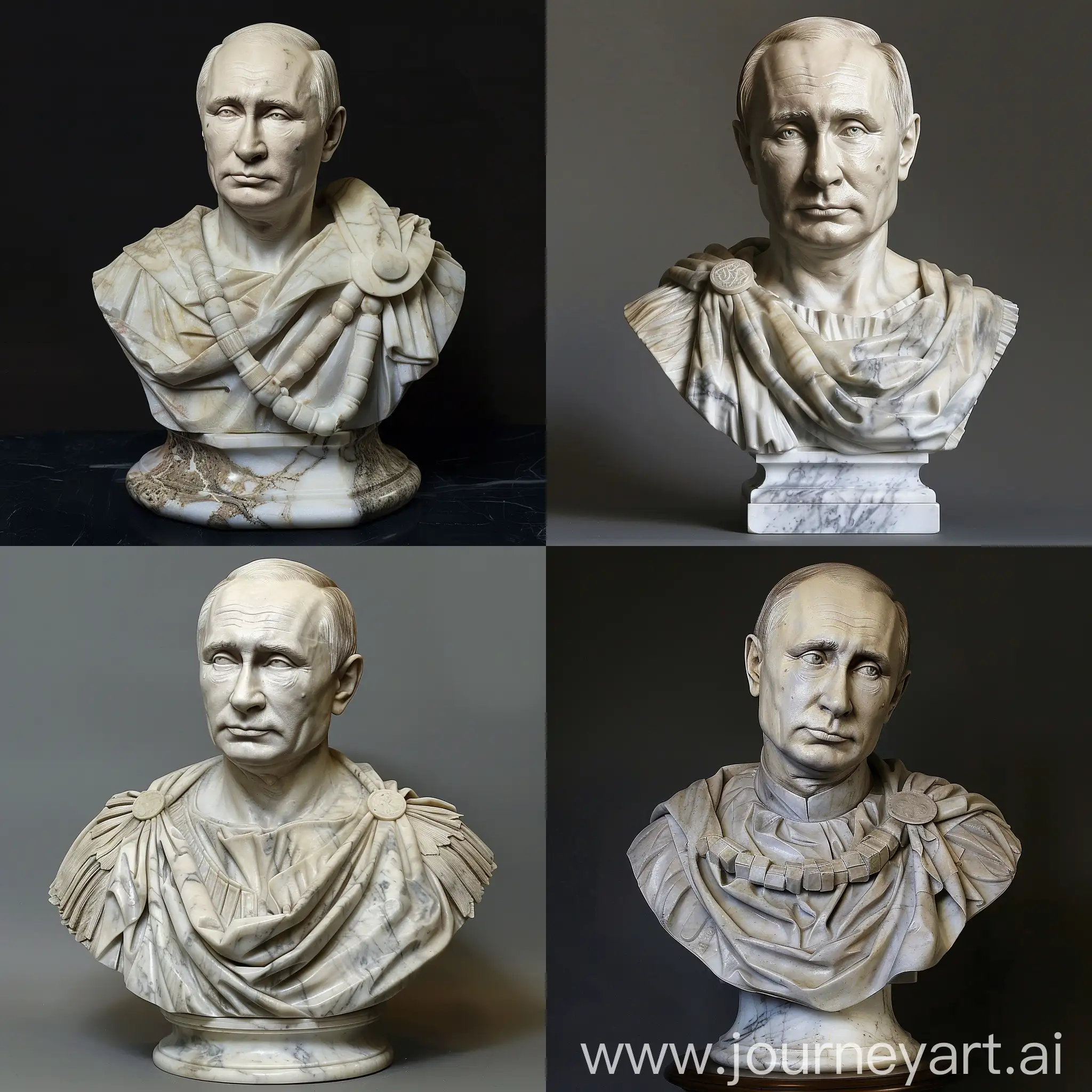 Vladimir Putin greek roman marble bust, julius caesar style