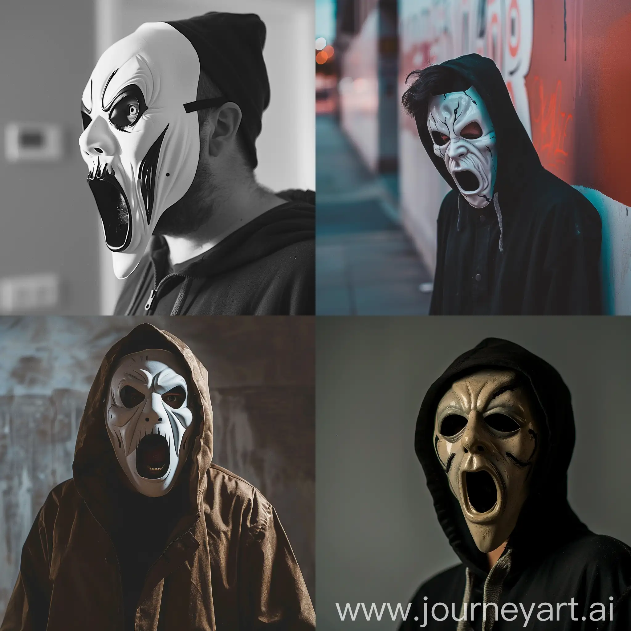 Man with scream mask