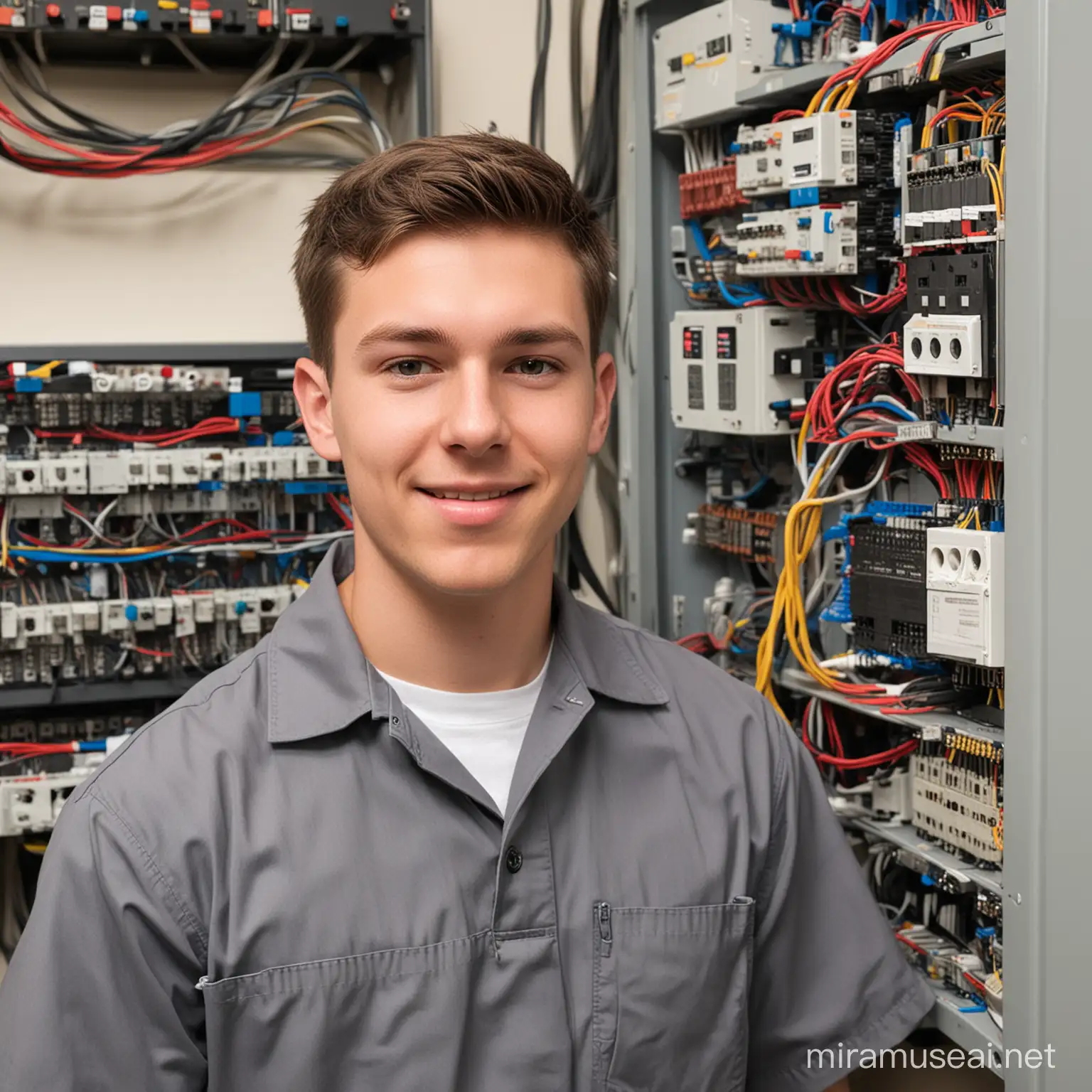 image of an electrical technician student on his internship