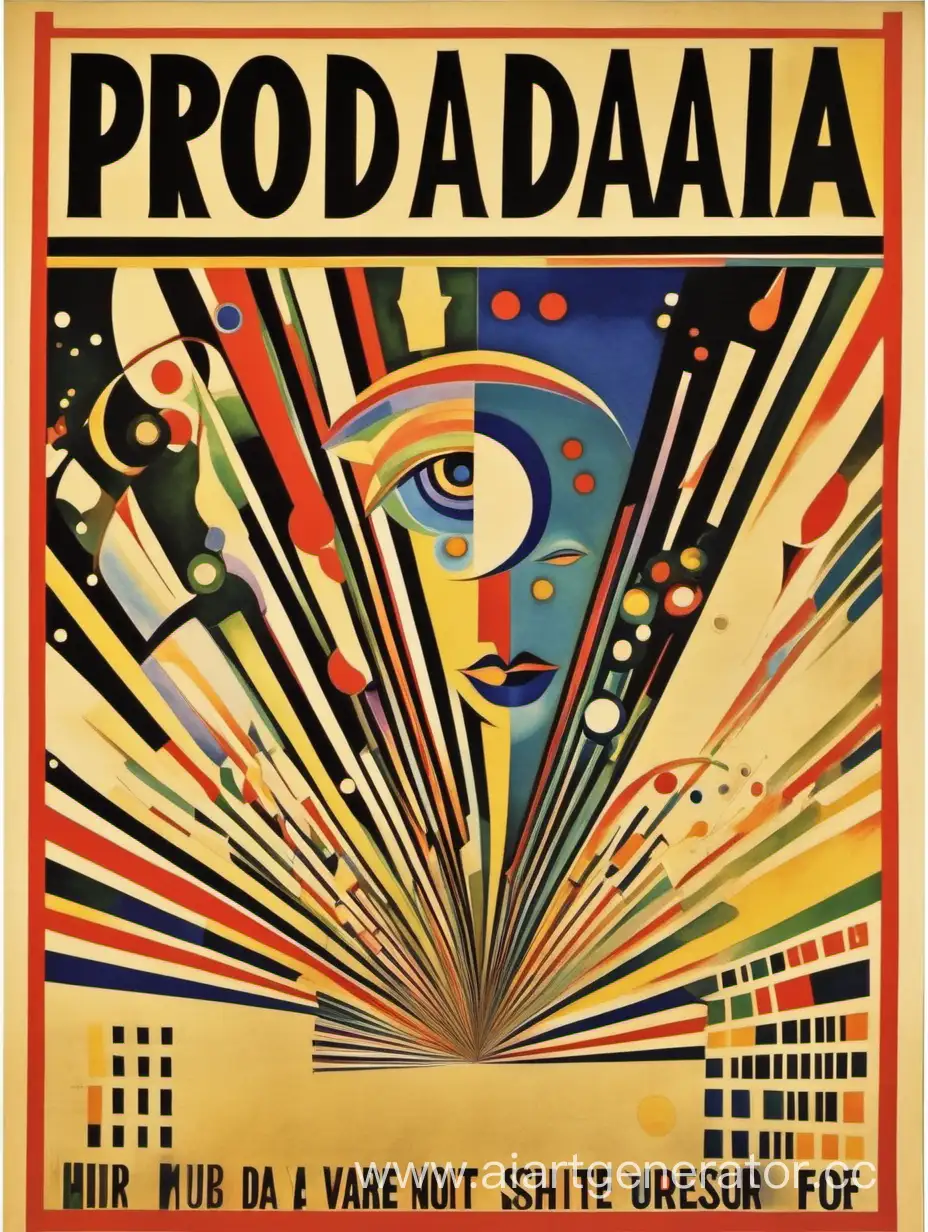 Propaganda poster in the style of V. Kandinsky, calling for more reading of literature