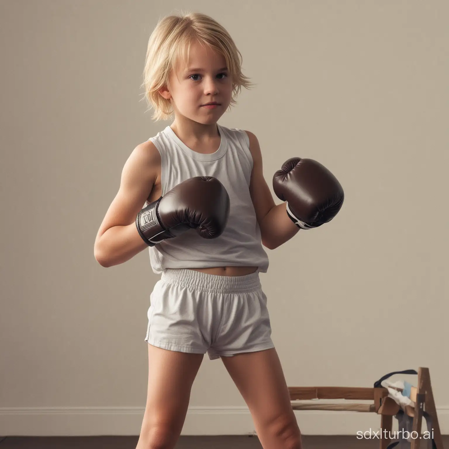 Blonde-Kid-Boxing-in-the-Gymnasium