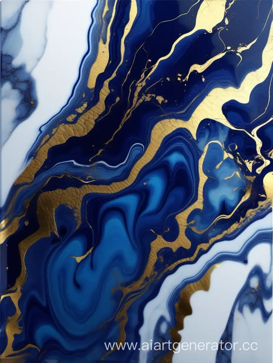 Dark Blue marble texture background. Marble fluid art with golden veins