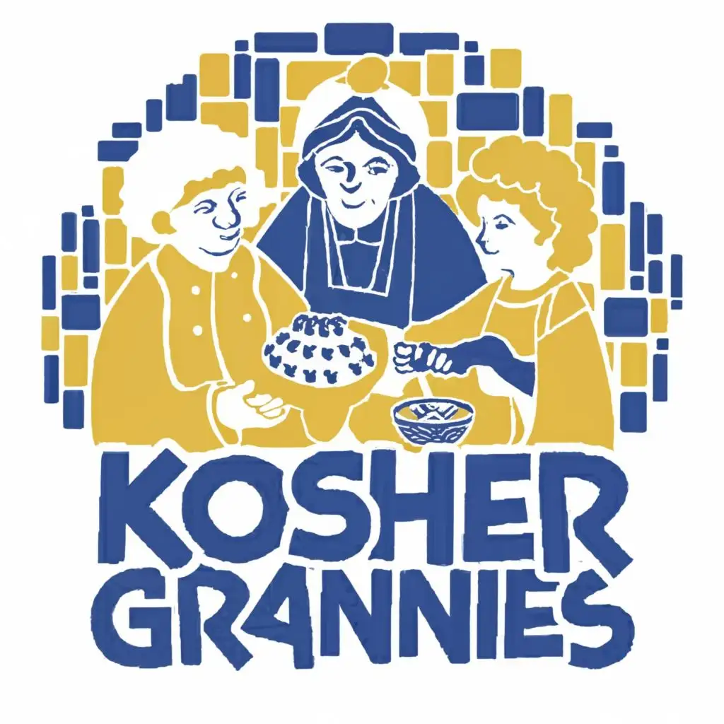 LOGO-Design-For-Kosher-Grannies-Vibrant-Yellow-Blue-Palette-Celebrating-Jewish-Culinary-Tradition