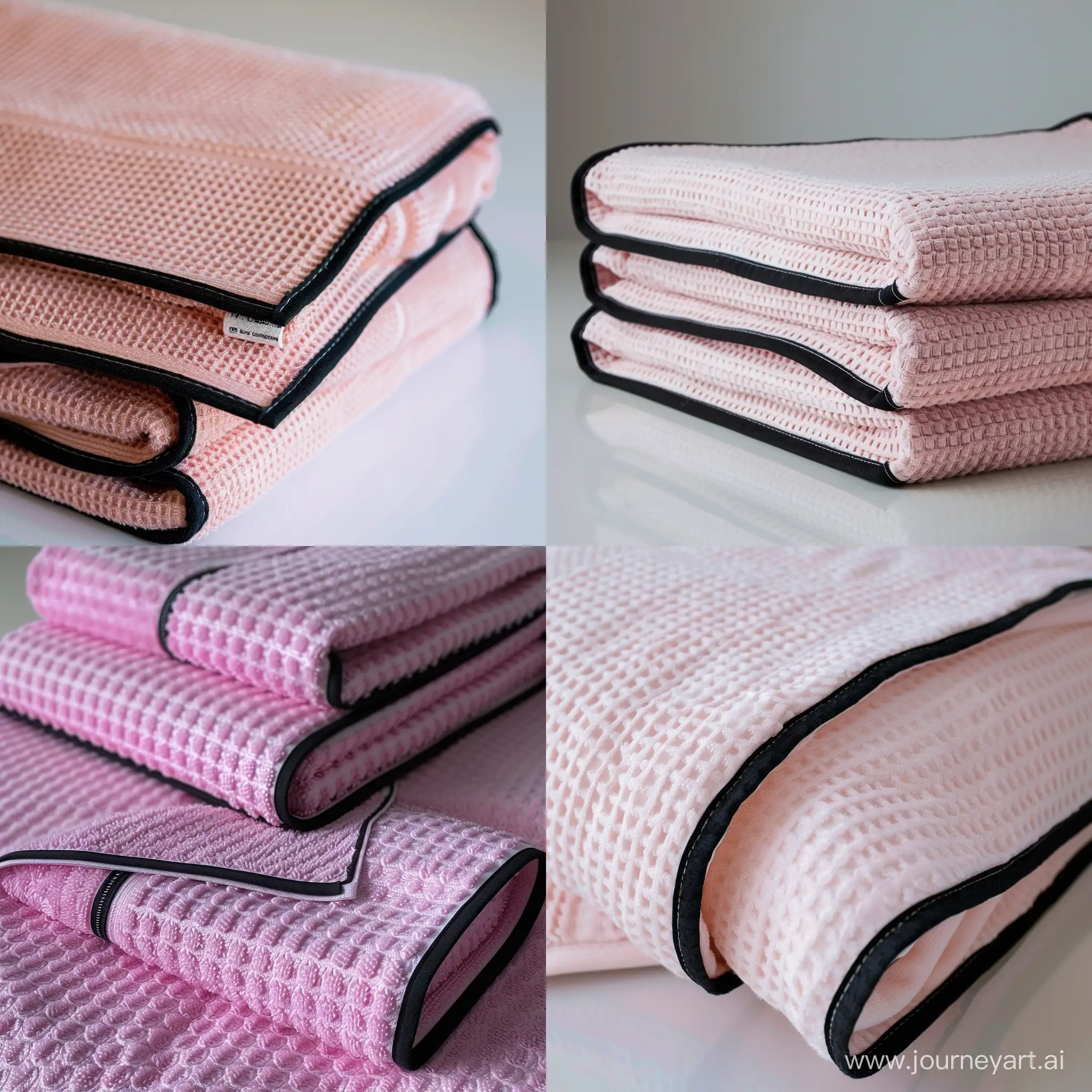 Luxurious-Pink-and-Black-Edged-Towels-Adorning-a-Designer-Apartment