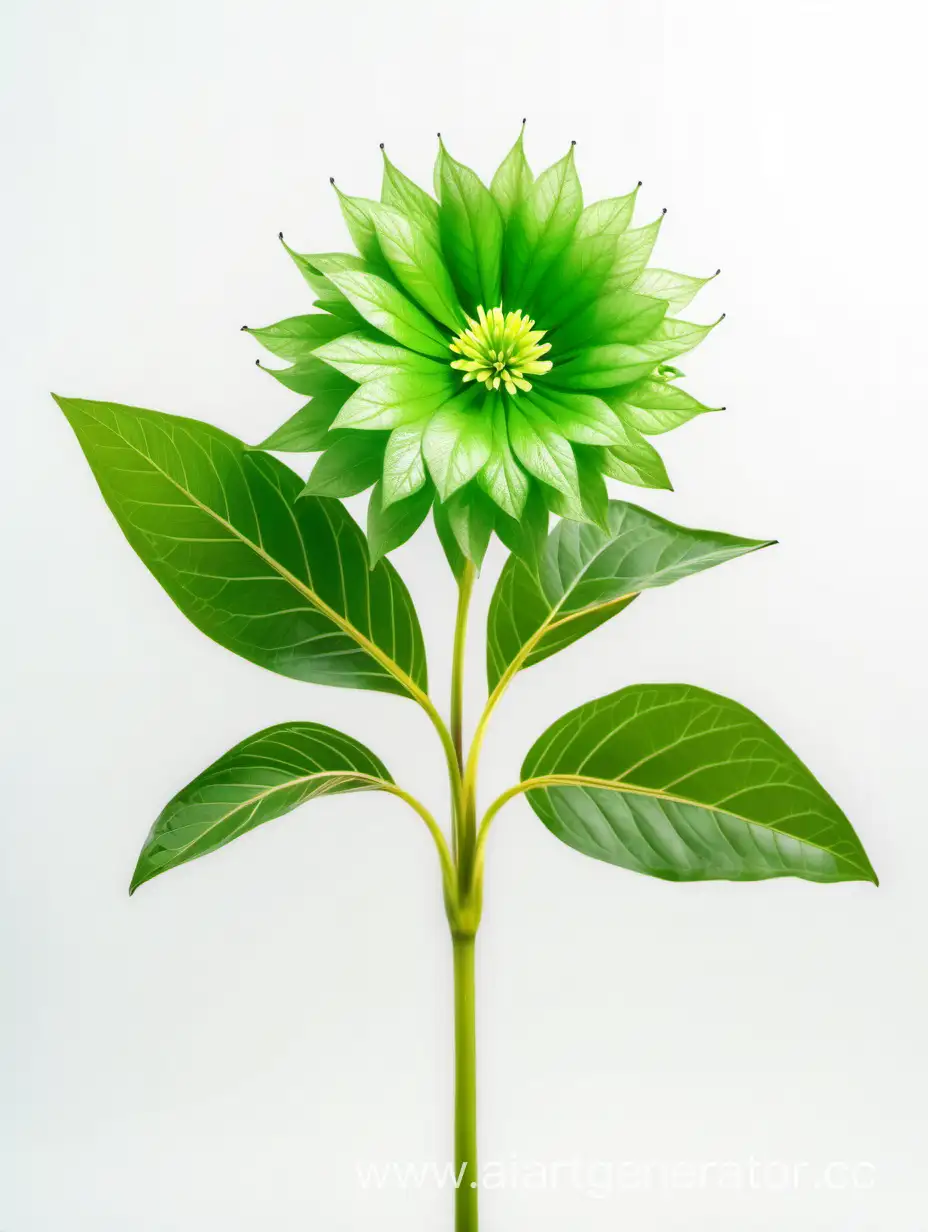 Vibrant-Annual-Hybrid-Wild-Big-Flower-in-8K-with-All-Focus-and-Natural-Fresh-Green-Leaves-on-White-Background