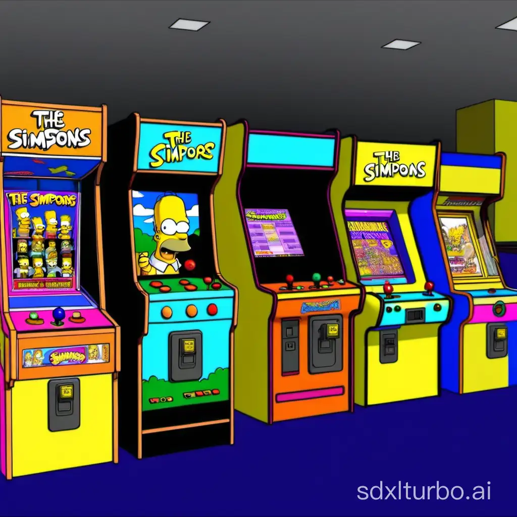 the simpsons video game arcade. full shop. simpsons style animation.