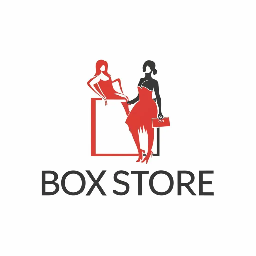 logo, fashion women, with the text "box store", typography
