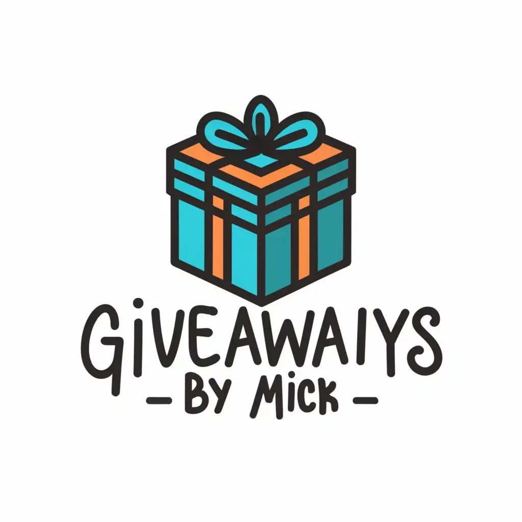 a logo design,with the text "Give  Aways By Mick", main symbol:a gift,Moderate,be used in Internet industry,clear background