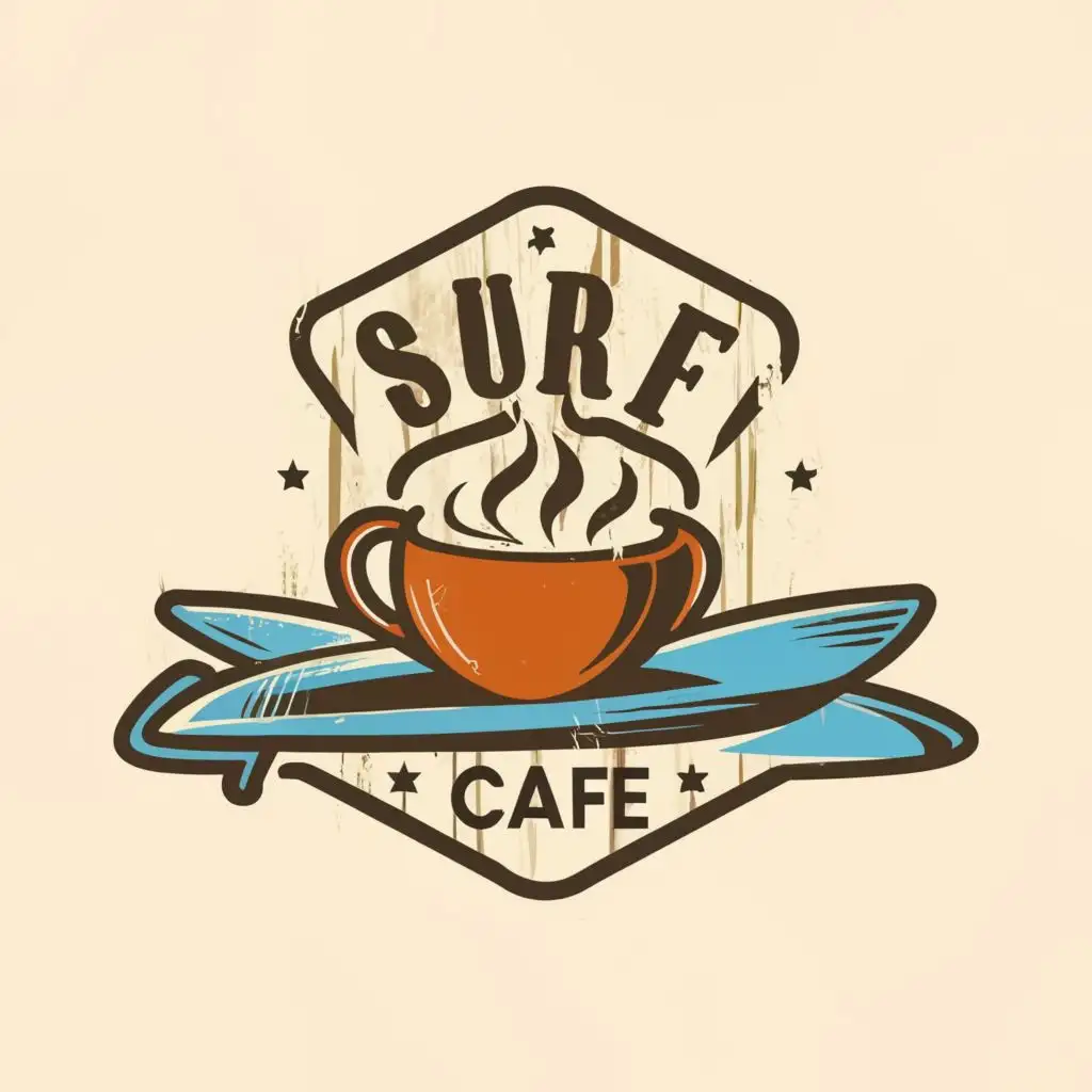 LOGO-Design-For-Surf-Cafe-Coastal-Vibes-with-Coffee-Cup-and-Surfboard-Imagery