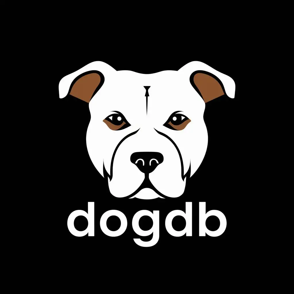 logo, pitbull face white and brown, with the text "DogDB", typography, be used in Animals Pets industry