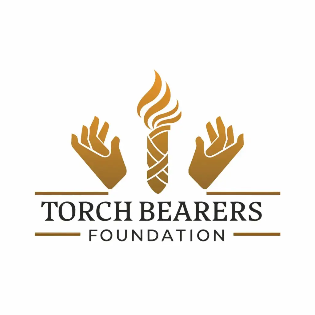 a logo design,with the text "Torch Bearers Foundation", main symbol:"Caring Hands, Changing World",Moderate,clear background