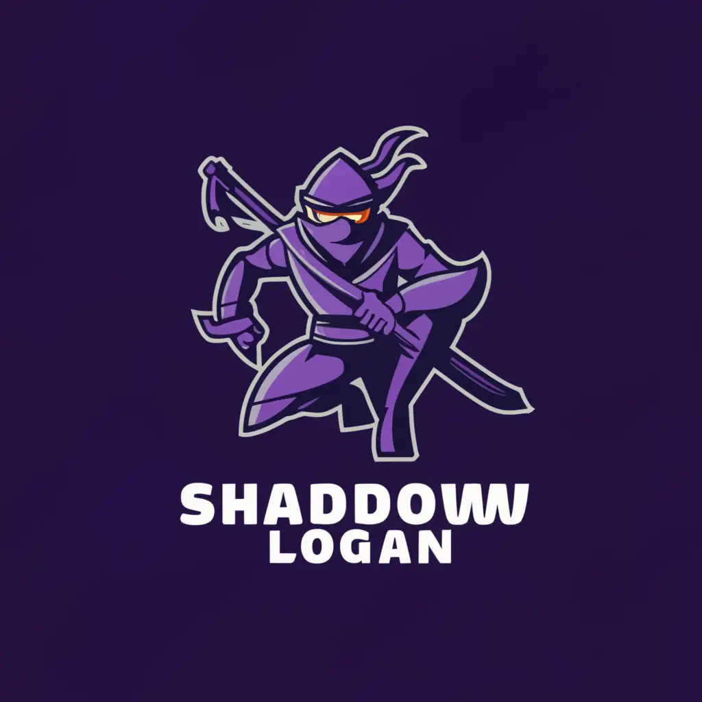 a logo design,with the text 'ShadowLogan', main symbol:A purple shadow ninja,Moderate,be used in Technology industry,clear background