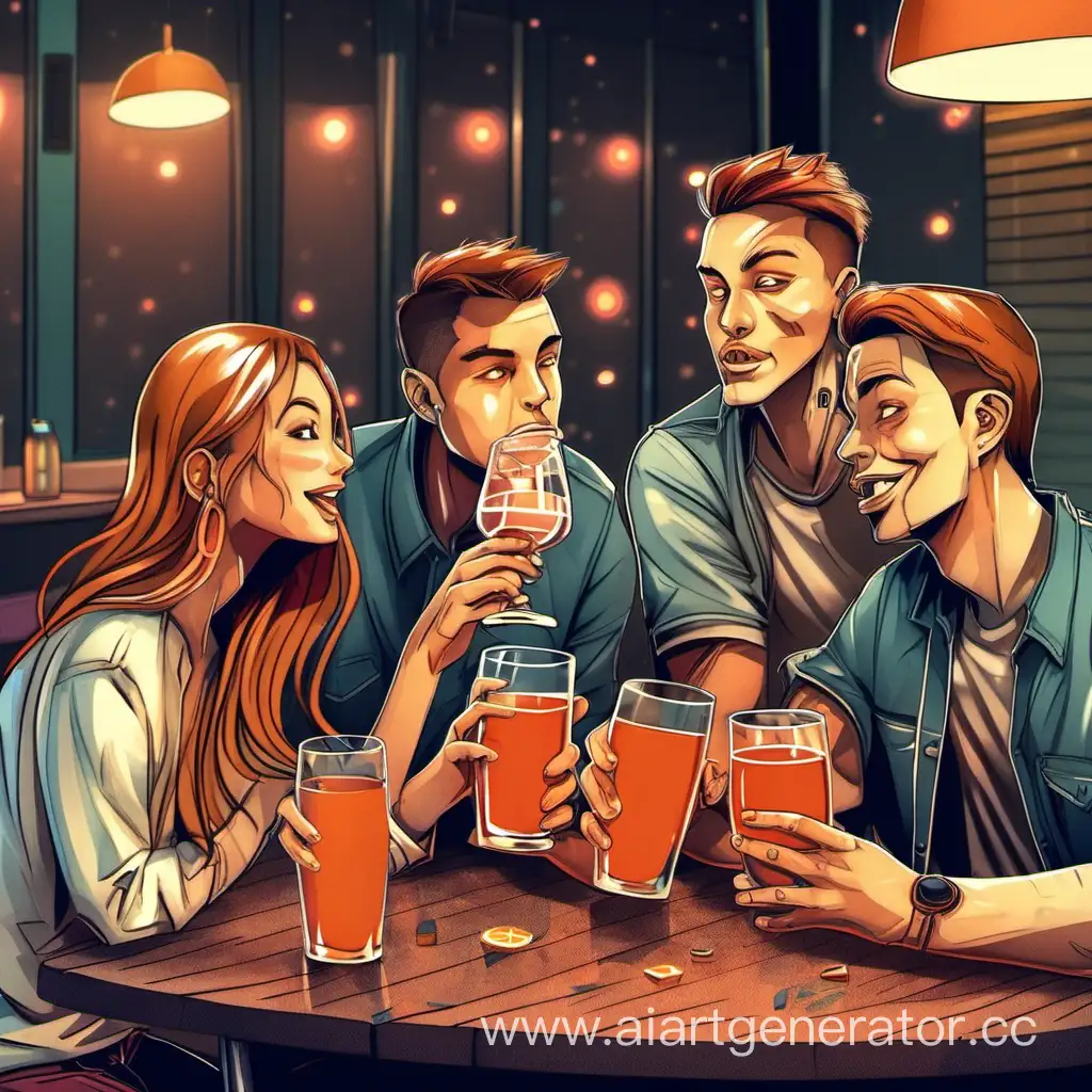 Four-Friends-Enjoying-Drinks-Together