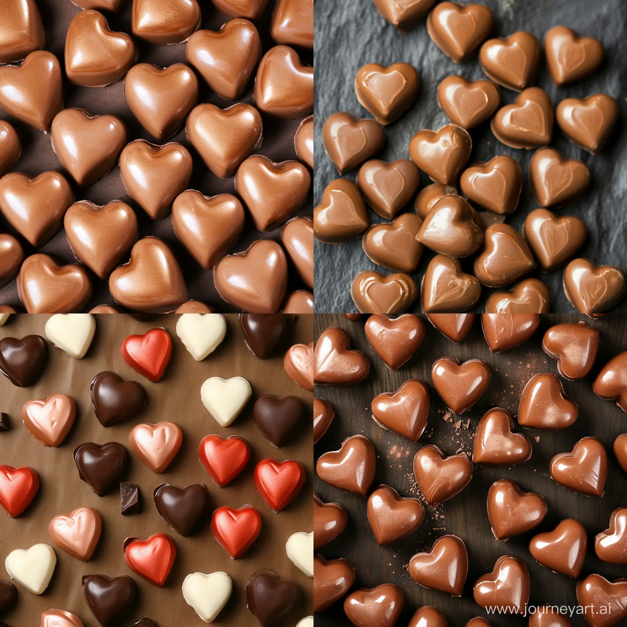 Background with chocolate hearts candies
