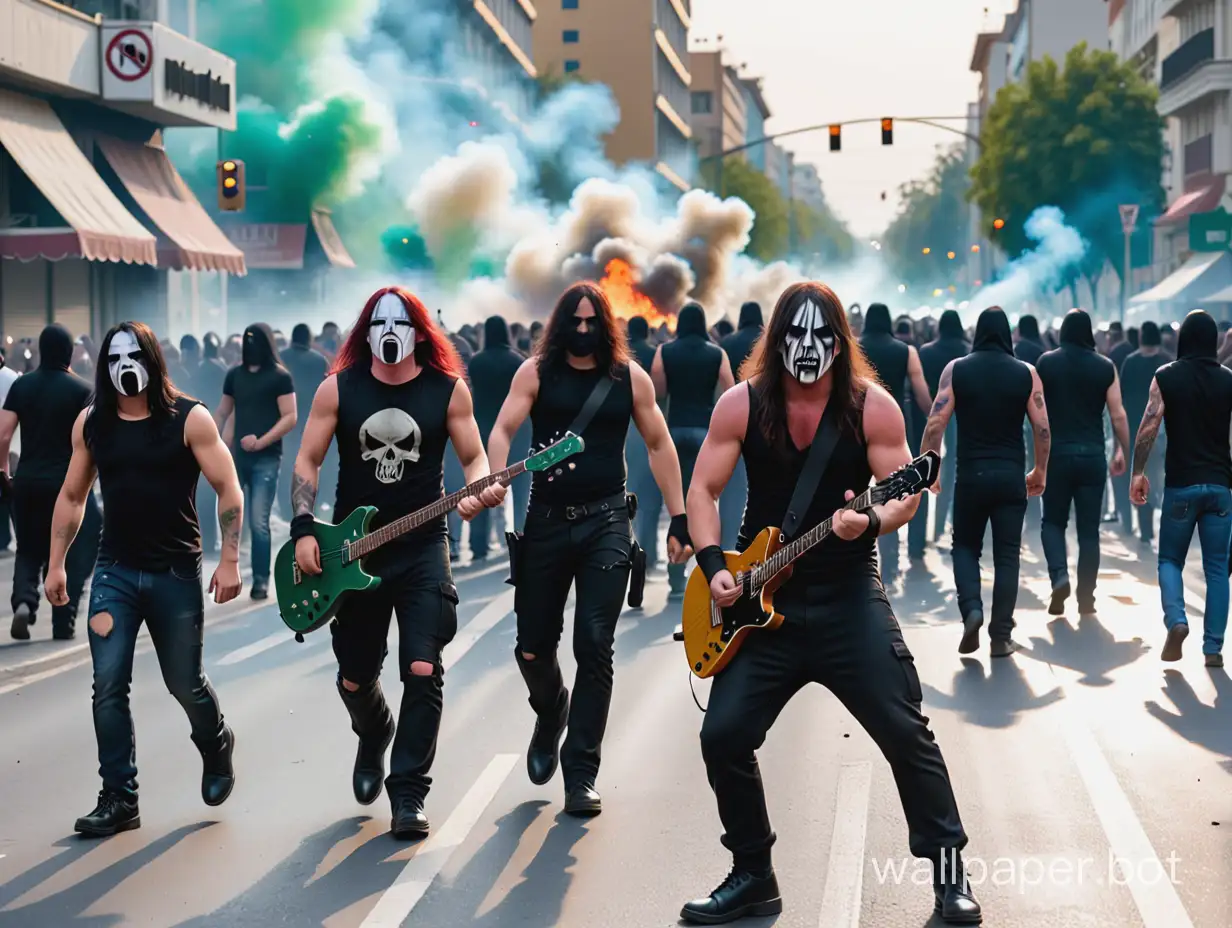 Metalheads rioting in the street.