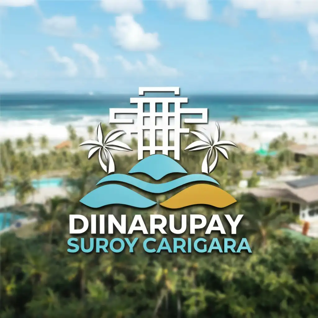 a logo design,with the text 	extit{Dinarupay  Suroy  Carigara}, main symbol:Beach resort,complex,clear background