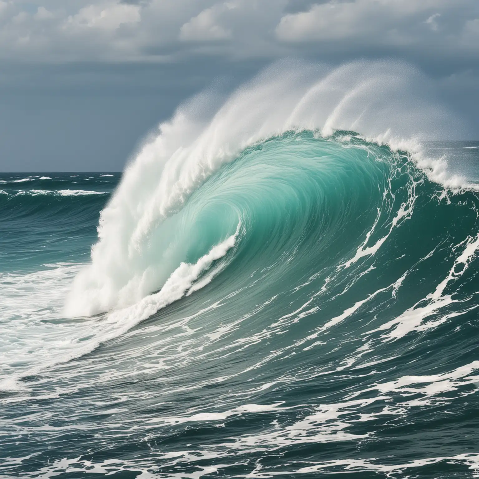 Powerful Ocean Waves Crashing against Rocky Shoreline