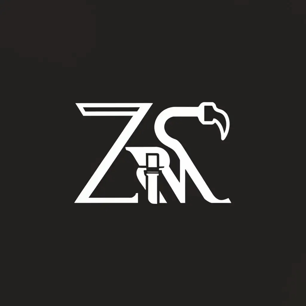 a logo design,with the text "ZSN", main symbol:stone carver,Minimalistic,clear background