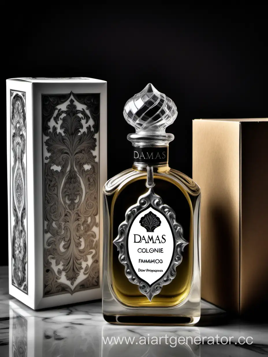 a bottle of damas cologne sitting next to a box, a flemish Baroque by Demetrios Farmakopoulos, instagram contest winner, dau-al-set, dynamic composition, contest winner, feminine