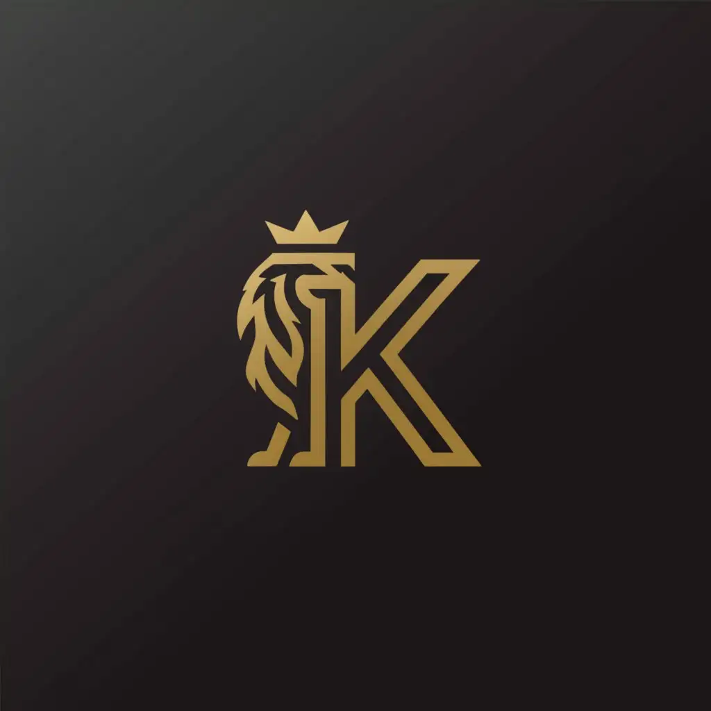 a logo design,with the text "K", main symbol:K logo with lion and a king crown,Moderate,clear background