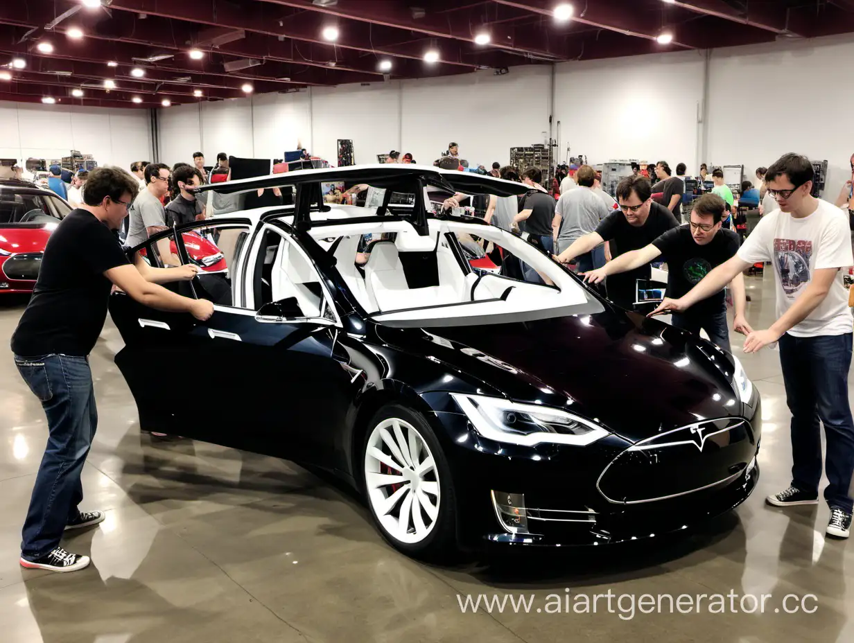 Tech-Enthusiasts-Assembling-a-Tesla-Car