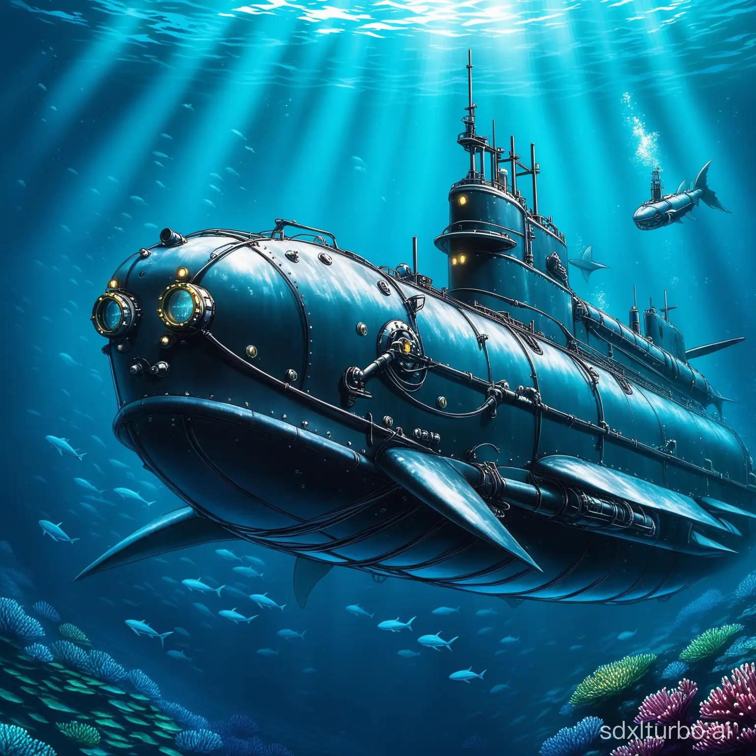 Majestic-Dragon-Exploring-Ocean-Depths-in-Submarine