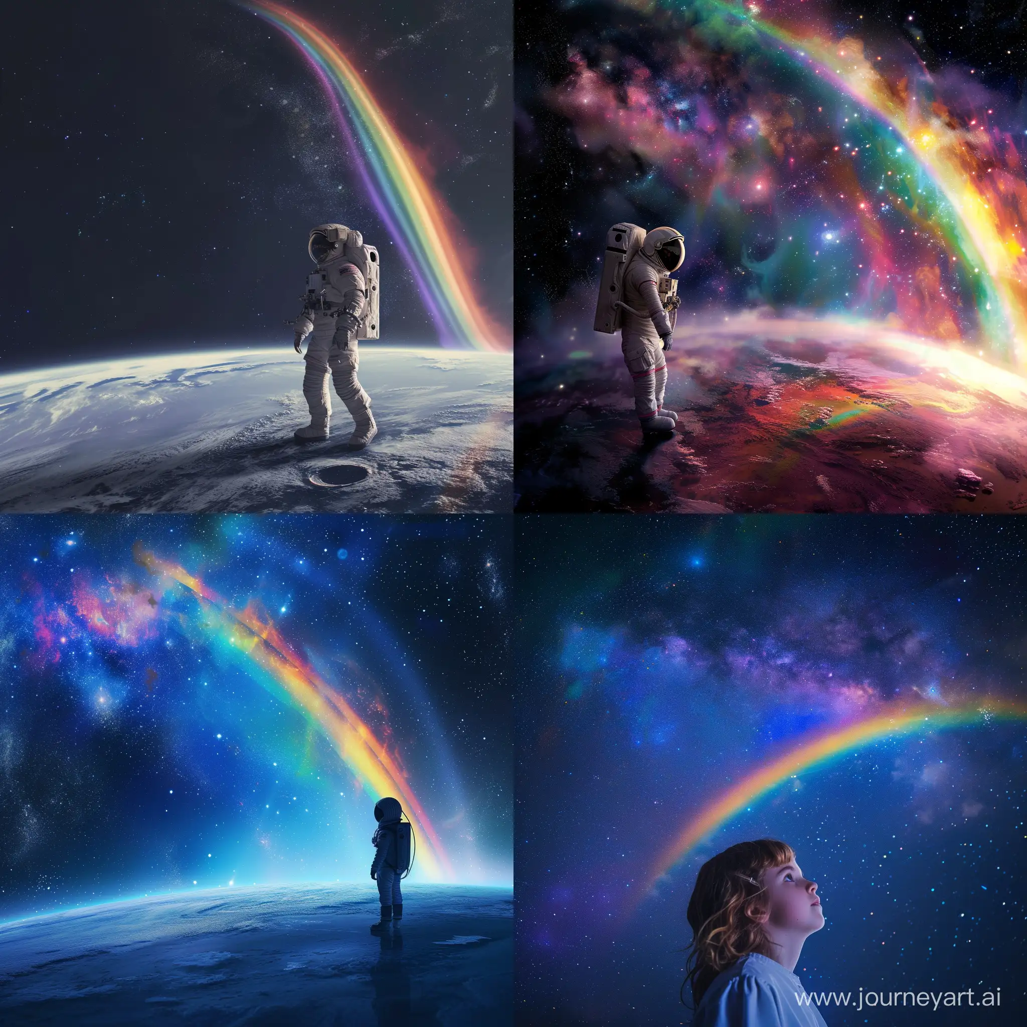 Space-Girl-Admiring-Rainbow-in-the-Cosmos