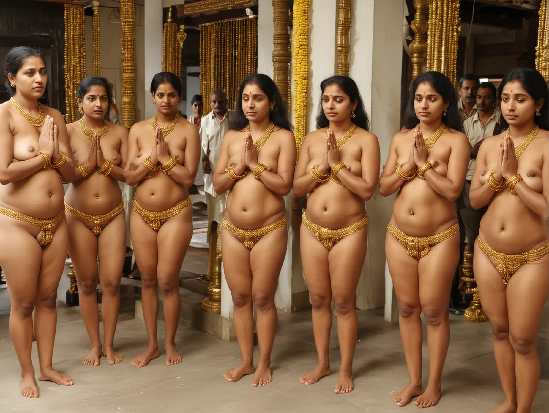 Naked kerala mature mothers praying in temple with naked daughters with gold ornaments and husbands and clothed sons.