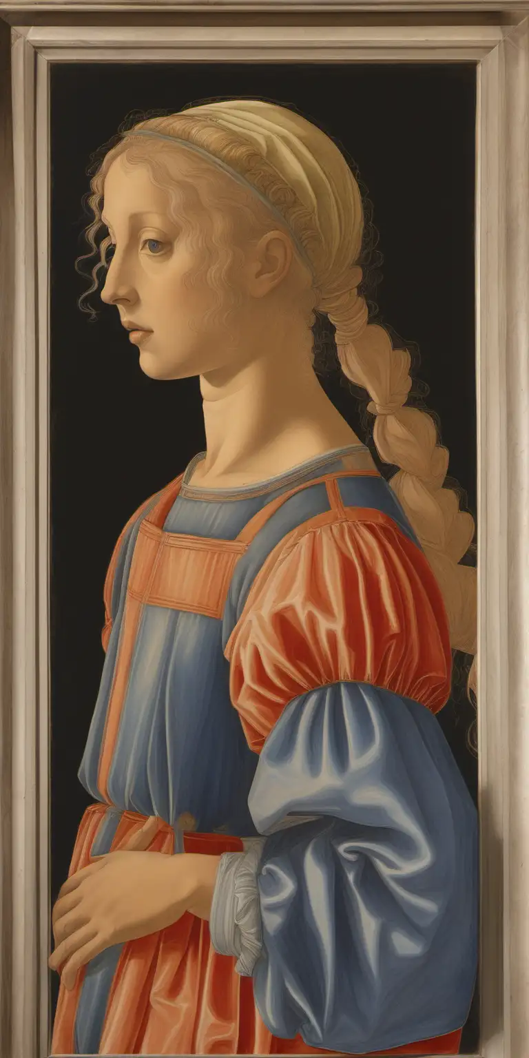 filippo lippi painting style, portrait with single young woman standing contraposto