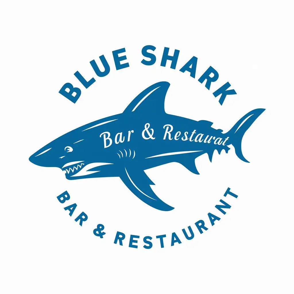 logo, Blue Shark, with the text "Blue Shark Bar & Restaurant", typography, be used in Restaurant industry