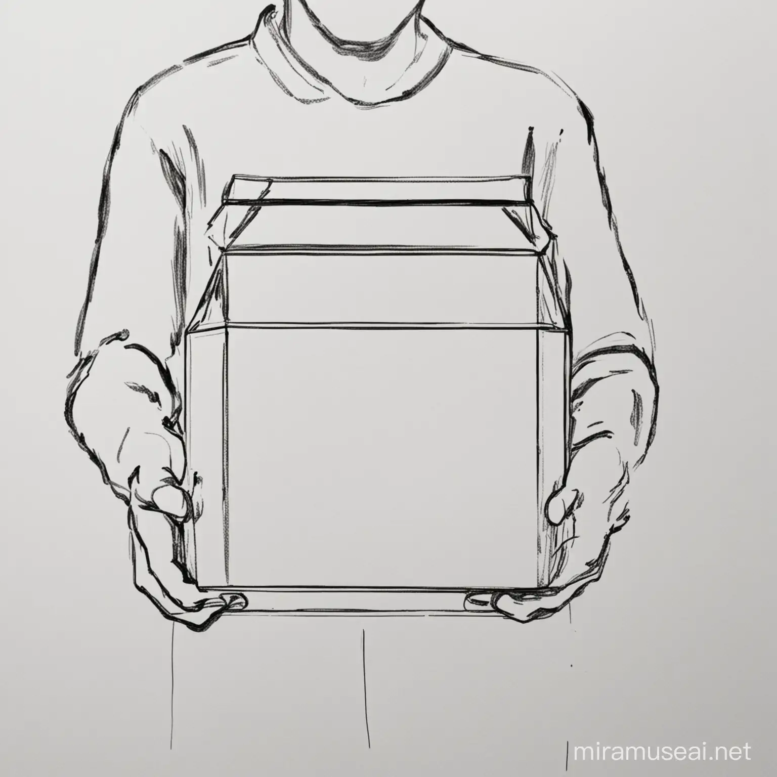 line drawing of person holding box