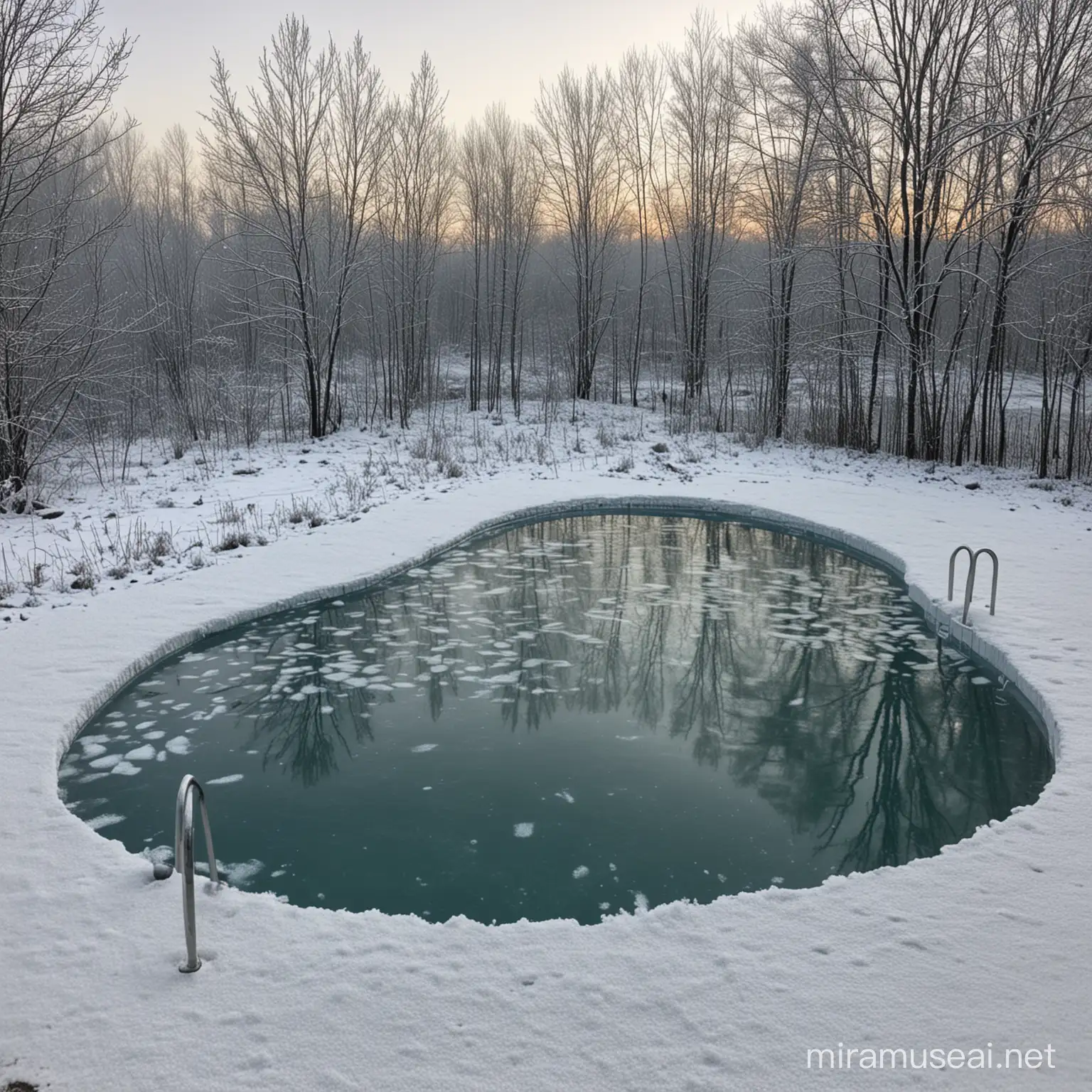 Winter Wonderland Frozen Swimming Pool Scene