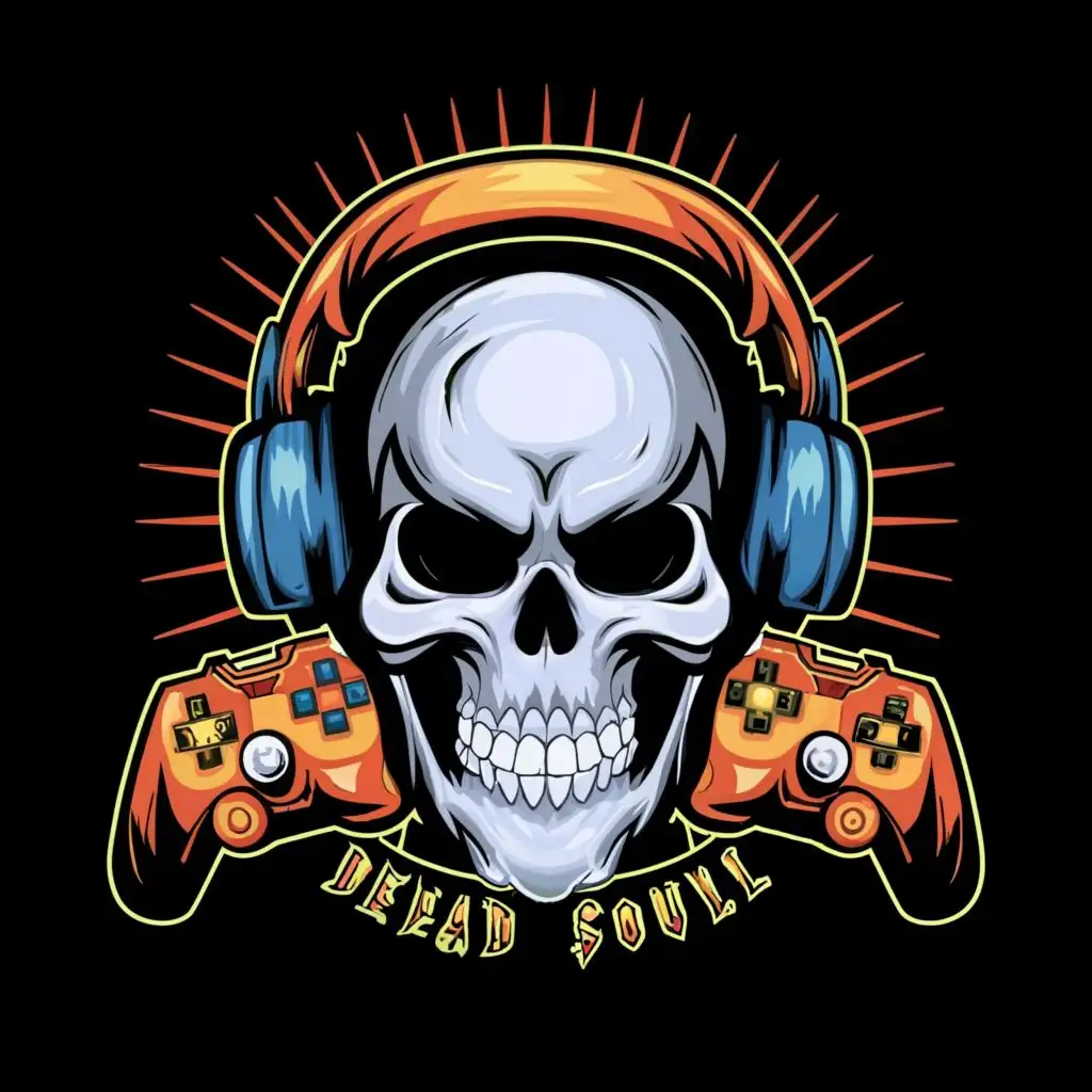 LOGO-Design-For-Dead-Soul-Gaming-Equipment-with-Skeleton-Face-Cover-and-Typography