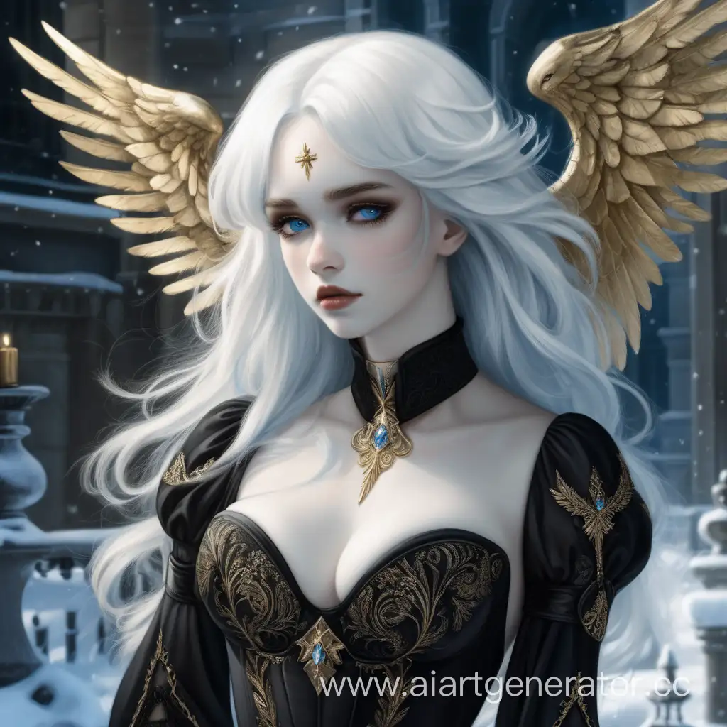 Ethereal-Fallen-Angel-Portrait-WhiteHaired-Maiden-in-Black-Dress