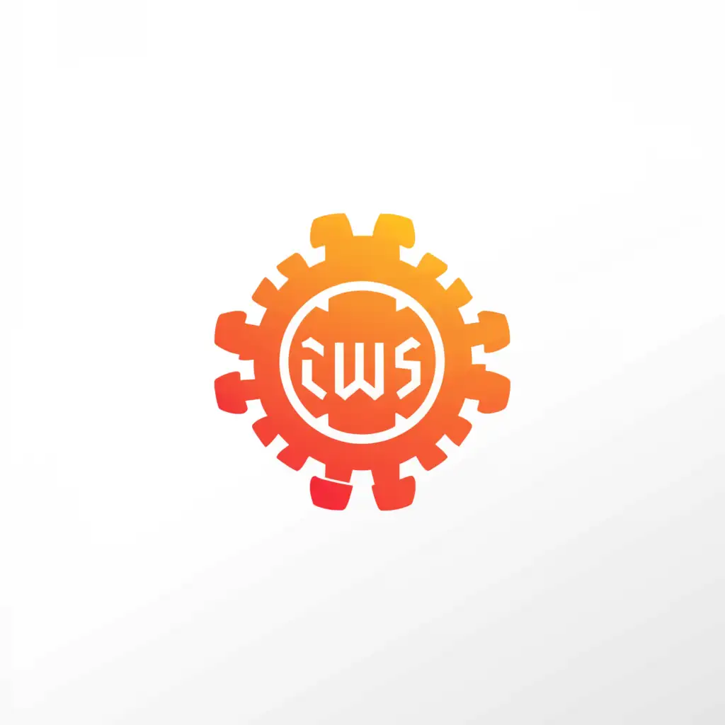 a logo design,with the text "CWS", main symbol:a logo of a neon orange gears,complex,clear background