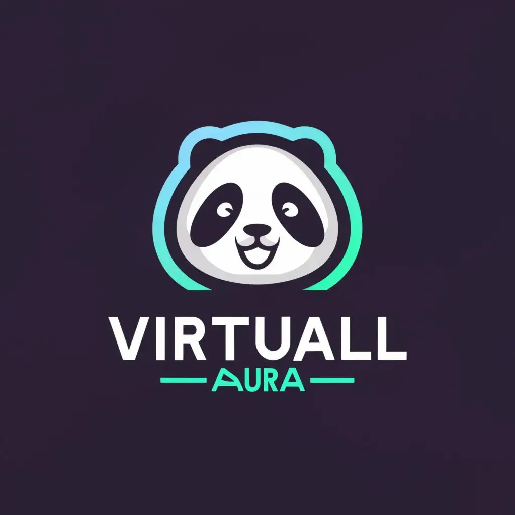 a logo design,with the text "VIRTUAL AURA", main symbol:PANDAA,Moderate,clear background