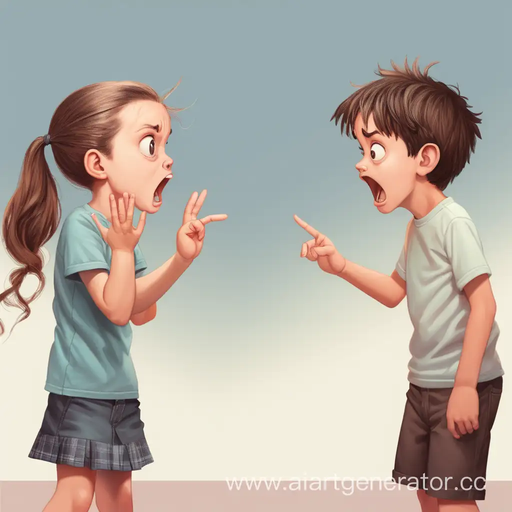 Girl and boy arguing 