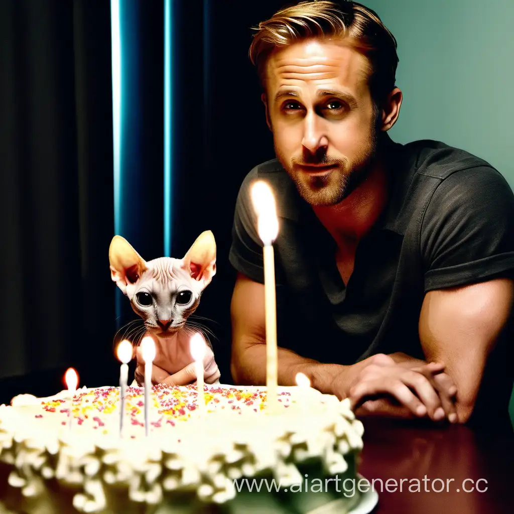 Celebrity-Birthday-Celebration-Ryan-Gosling-Receives-Sphynx-Kitten-Gift