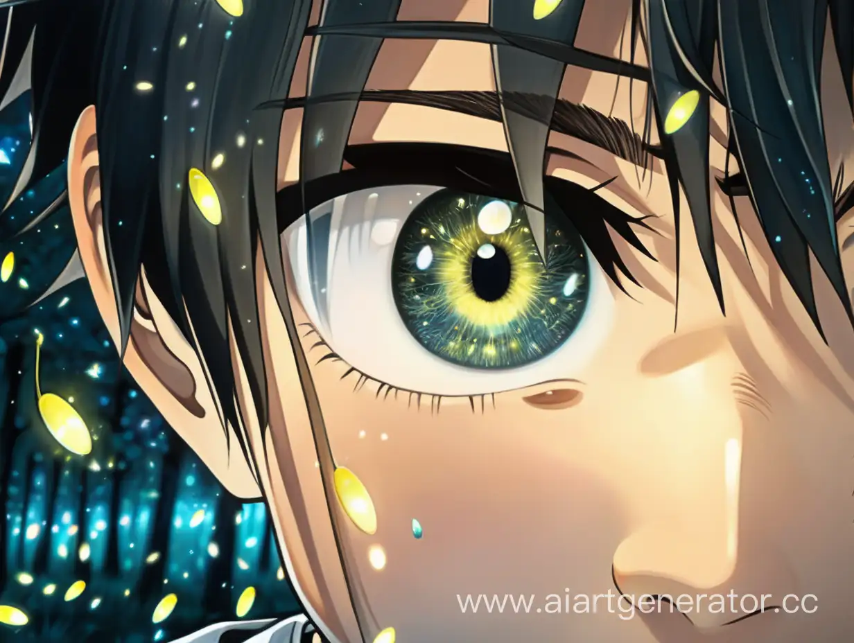 Manga-Style-CloseUp-Boys-Eyes-Reflecting-Fireflies