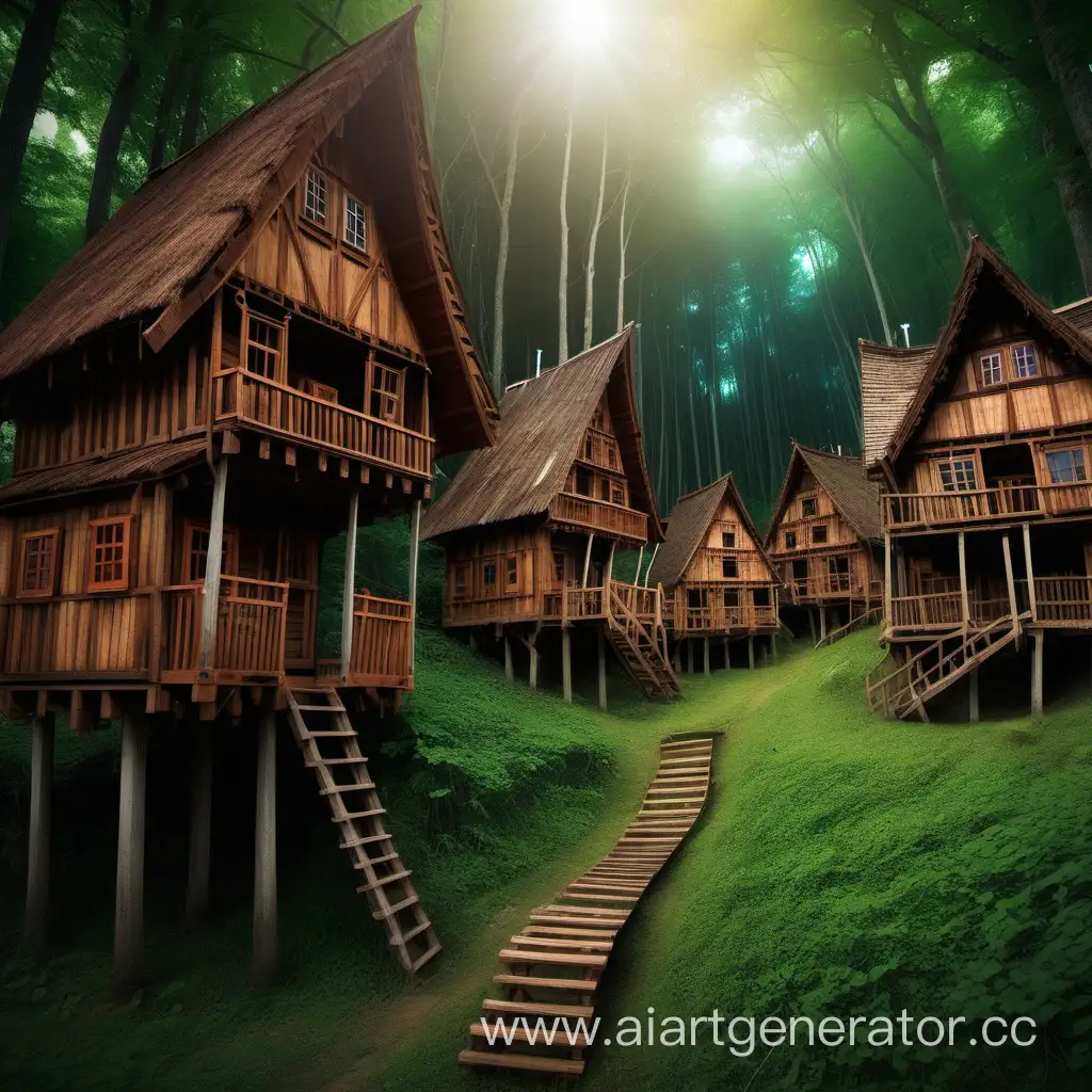 Enchanting-Wooden-Settlement-in-a-Magical-Landscape