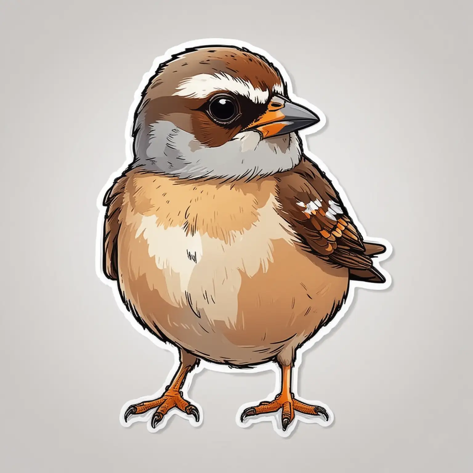 Cute Sparrow Caricature Full Body DieCut Vector Sticker