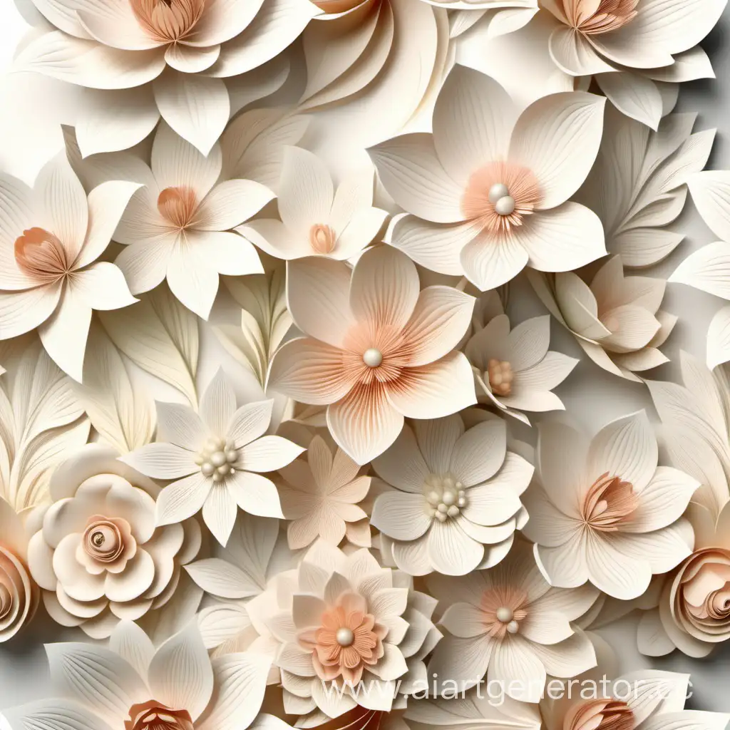 Elegant-3D-Voluminous-Spring-Flowers-in-Soft-Cream-Tones-on-White-Background