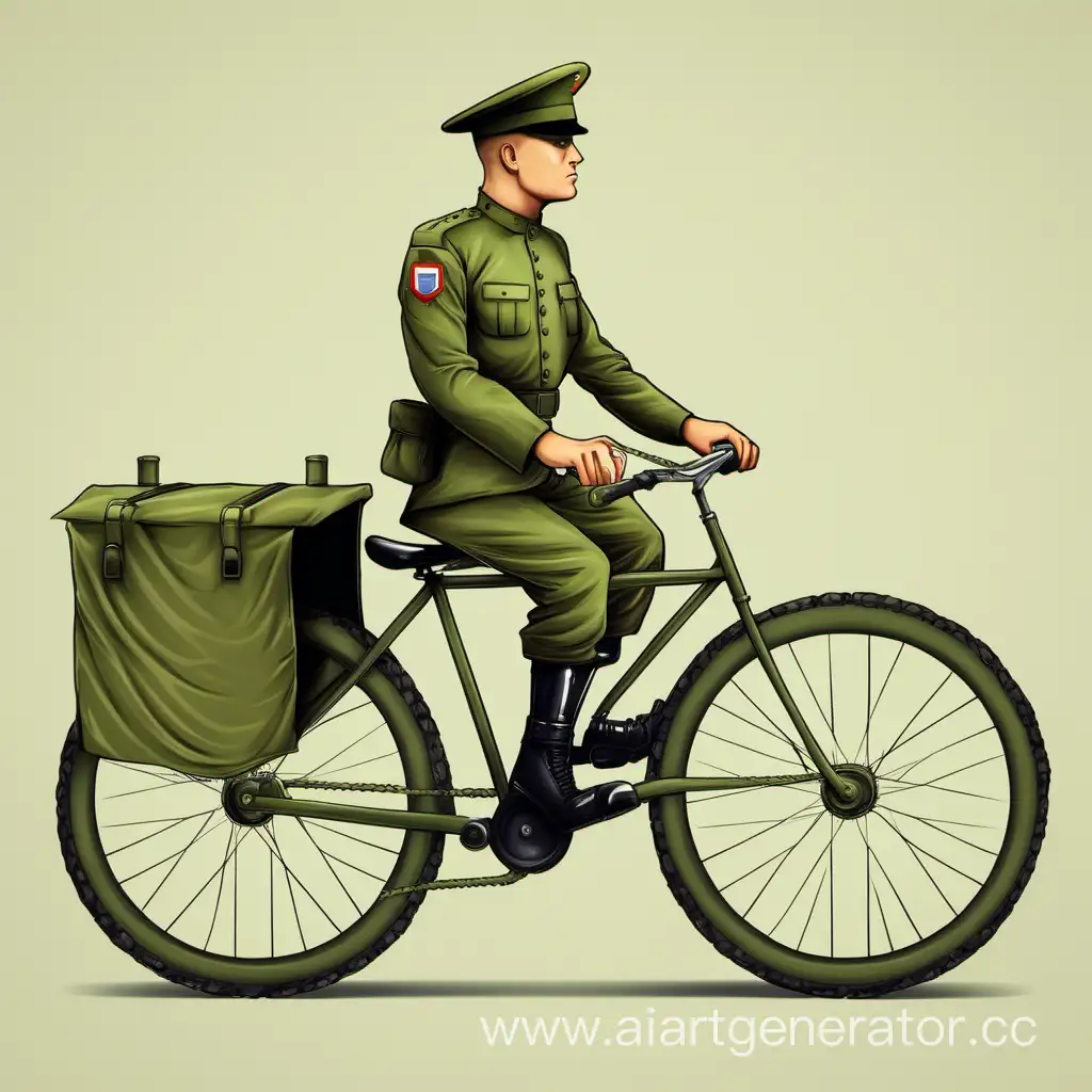 военный на велосипеде