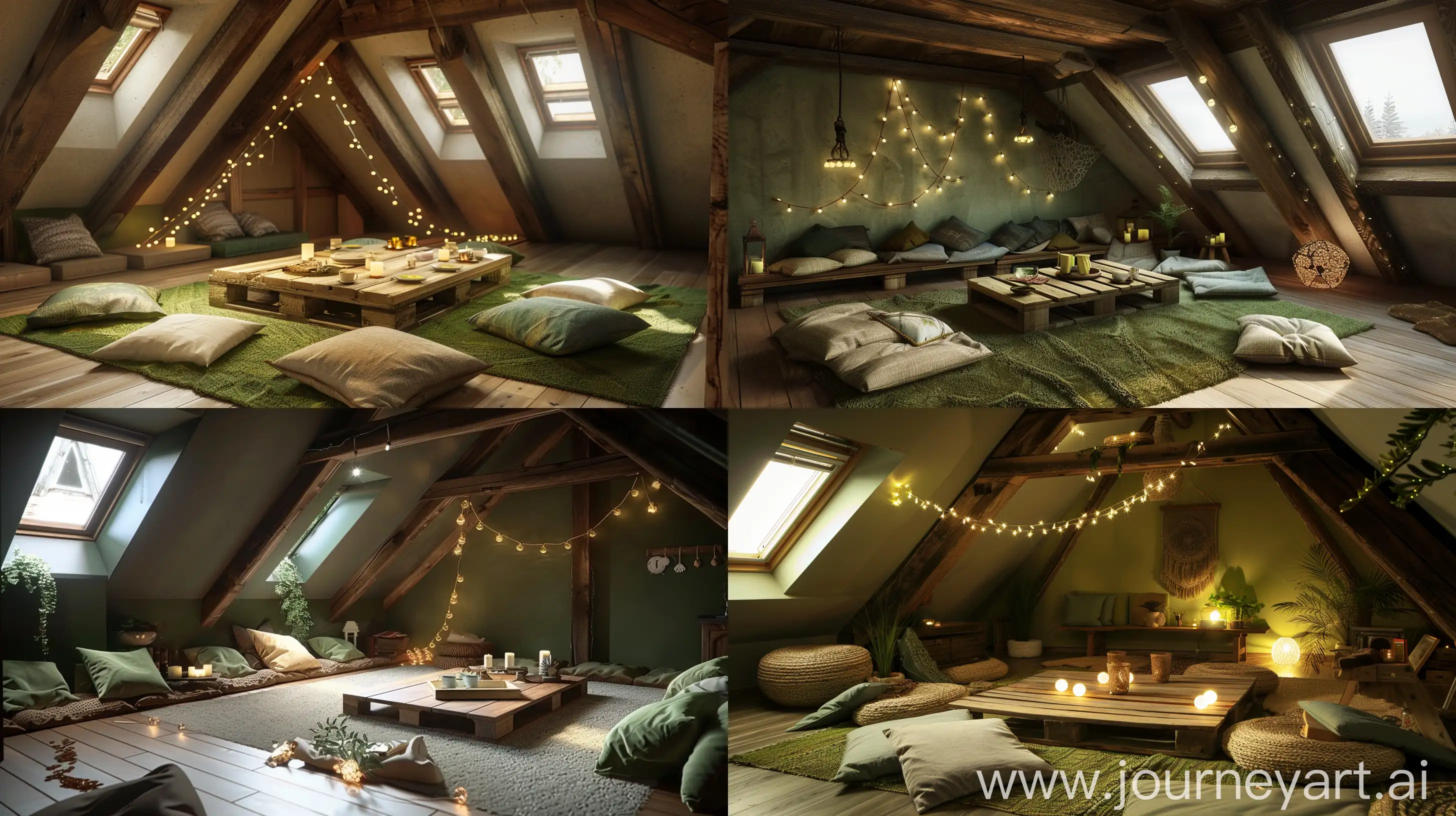 Serene-Rustic-Fairytale-Attic-Room-with-Reclaimed-Wood-Furniture-and-Soft-Sunlight-Yellows