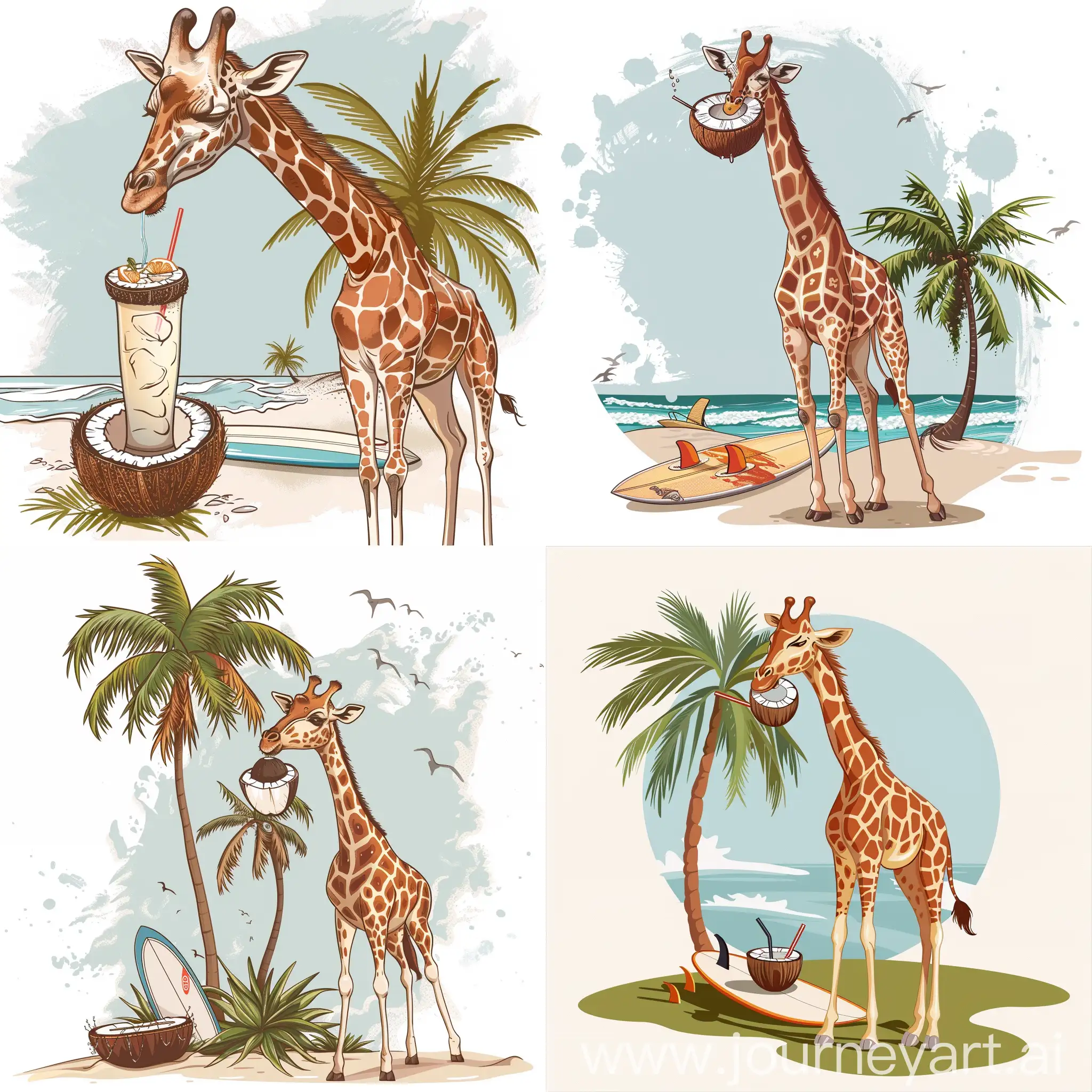 Graceful-Giraffe-Enjoying-Coconut-Cocktail-by-the-Beach