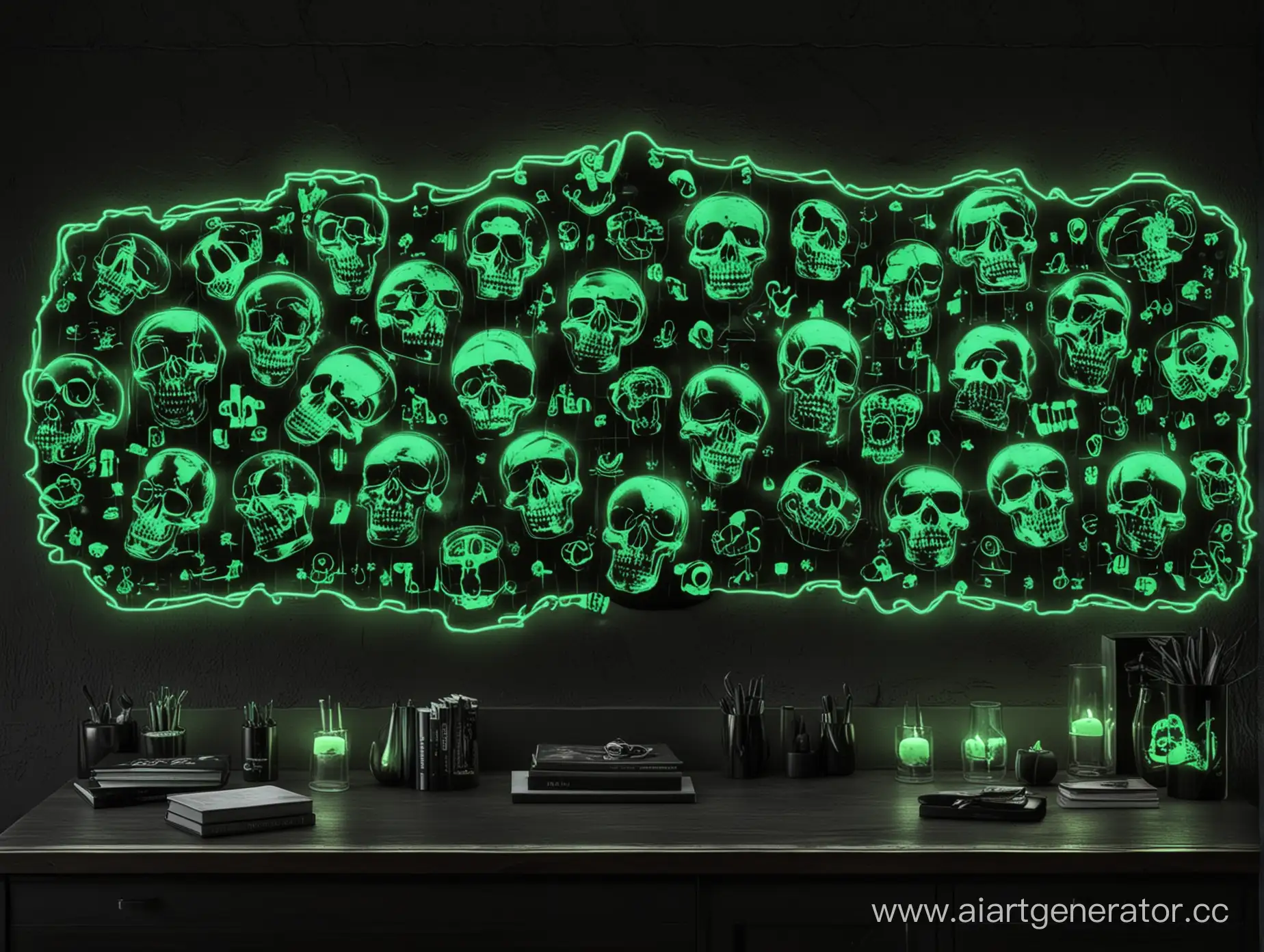 Gothic-Skull-Decoration-in-Black-and-NeonGreen-Style