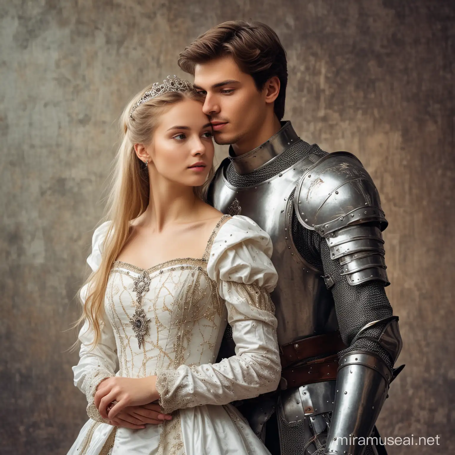 Knight and Princess Cosplay Young Man and Girl in Medieval Attire