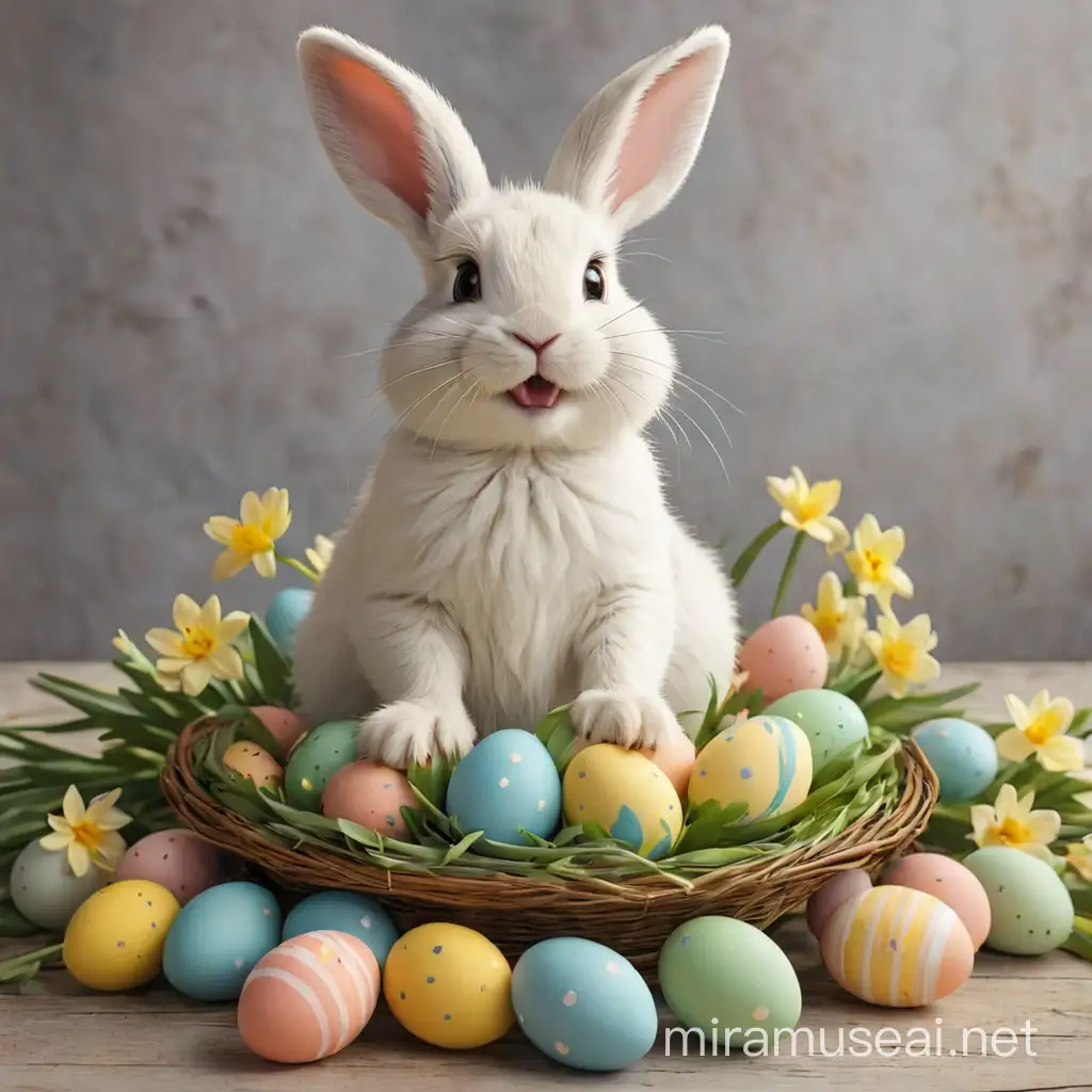 Joyful Easter Egg Hunt Celebration with Colorful Decorations