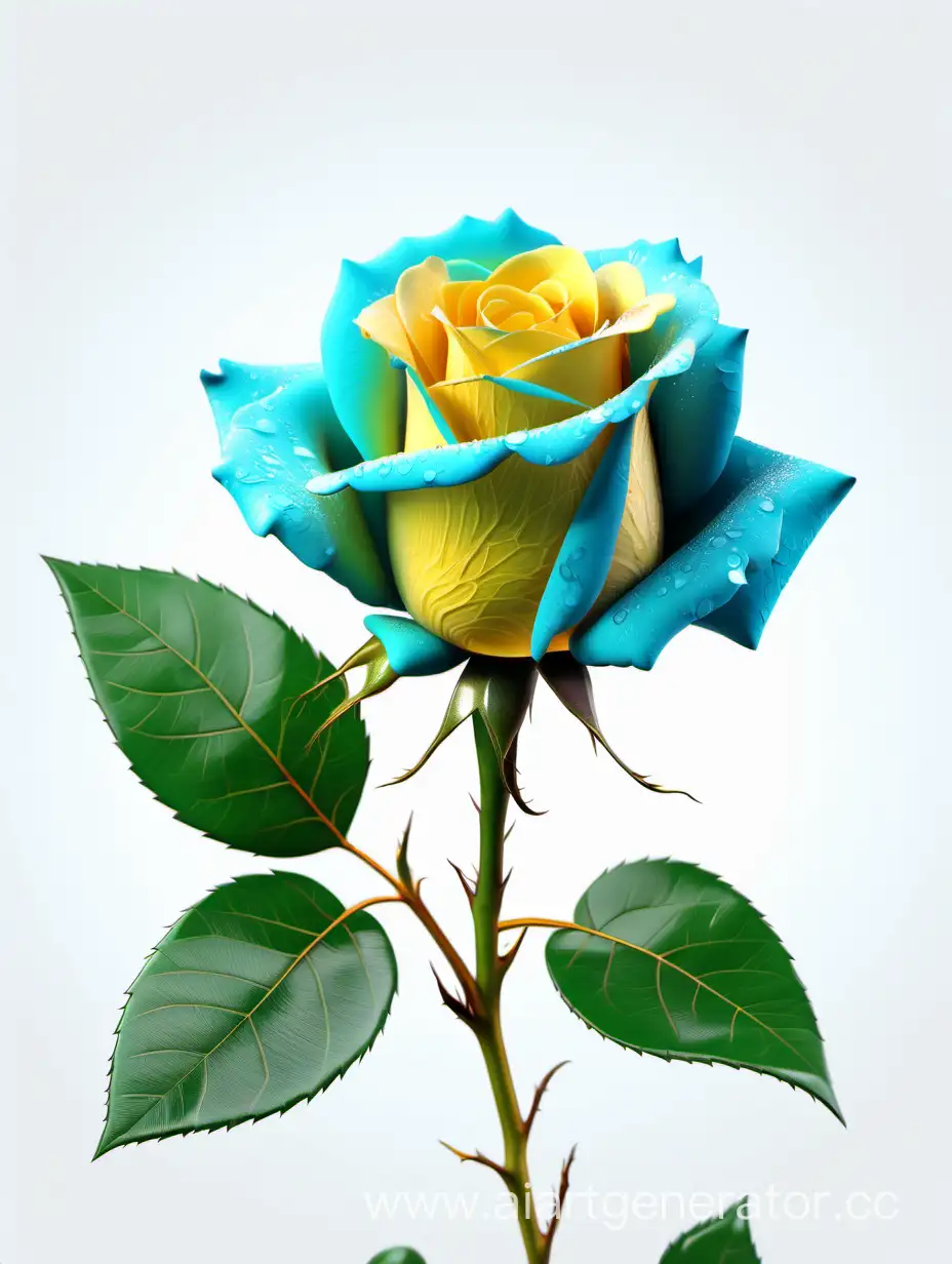 Vibrant-Sky-Blue-and-Yellow-Rose-with-Lush-Green-Leaves-in-8K-HD
